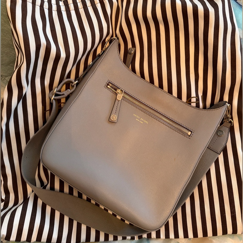Henri Bendel Gray Leather Crossbody Bag